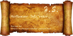 Hofbauer Sándor névjegykártya