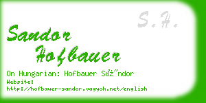 sandor hofbauer business card